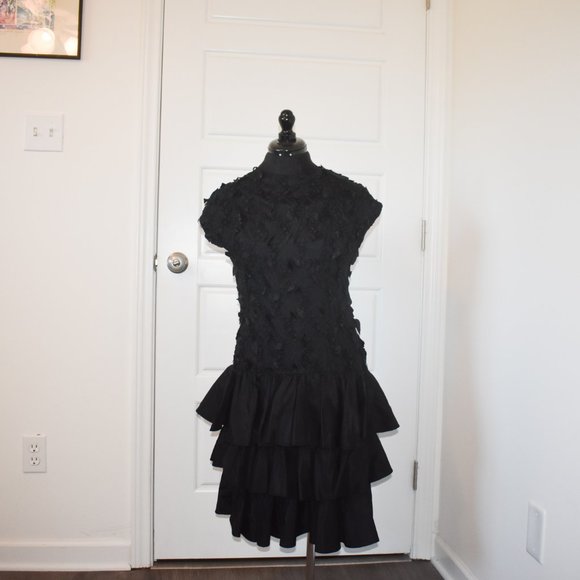 Gothic Rose Ruffle Lace Dress Black - Picture 7 of 8